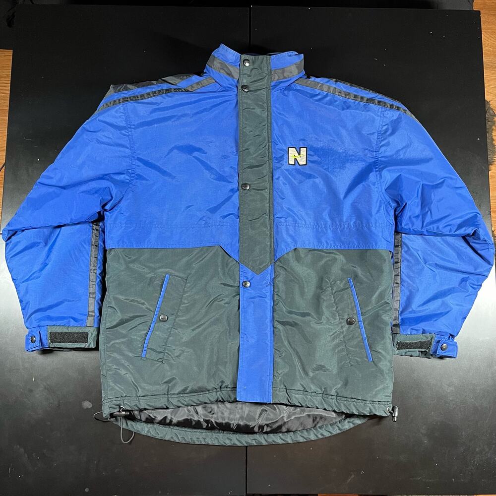 Vintage Nike Colorblock Blue Black Puffer Zip Up Jacket Men’s Sz L‎ Preowned